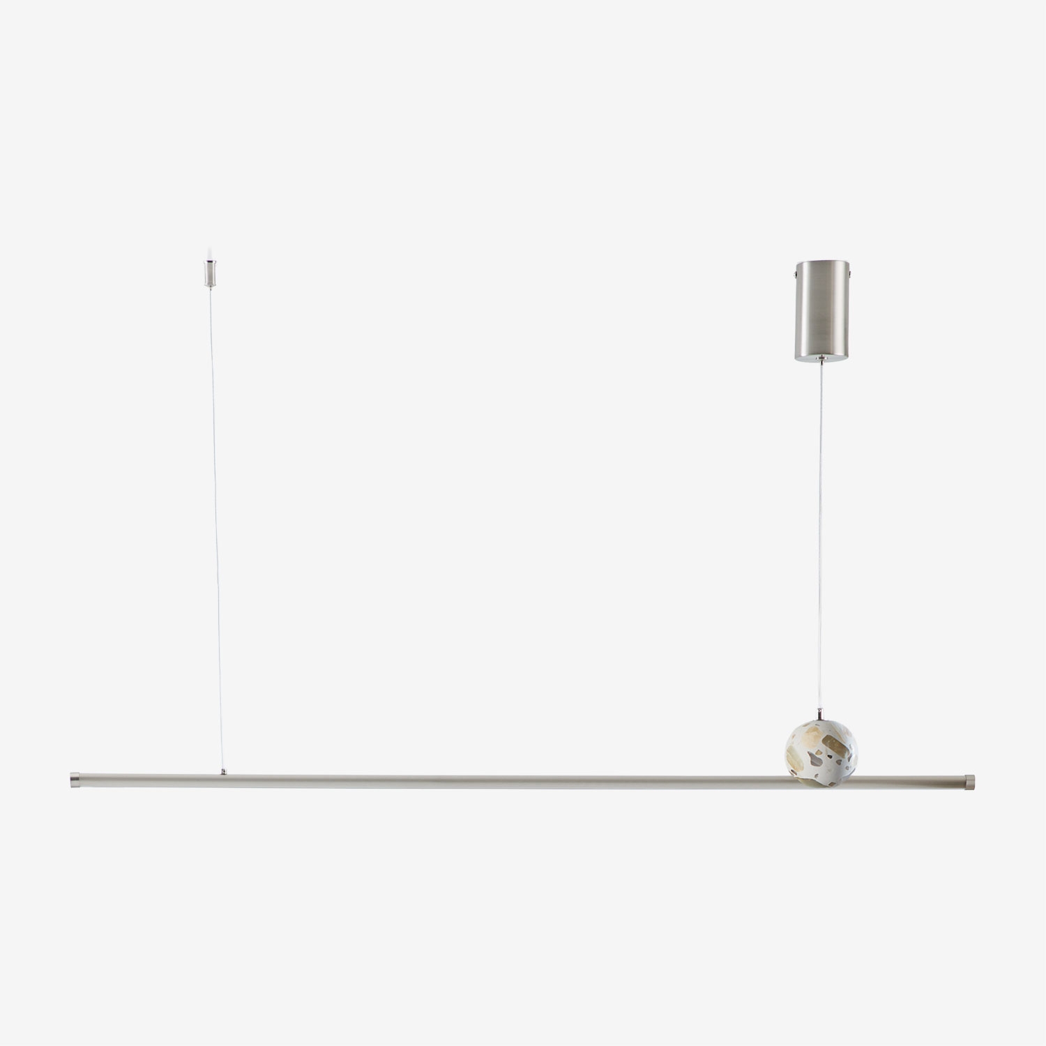 Sklum Led 100 Cm Lineare Pendelleuchte Aus Naturstein Und Eisen Lanuvio Beiger Terrazzo