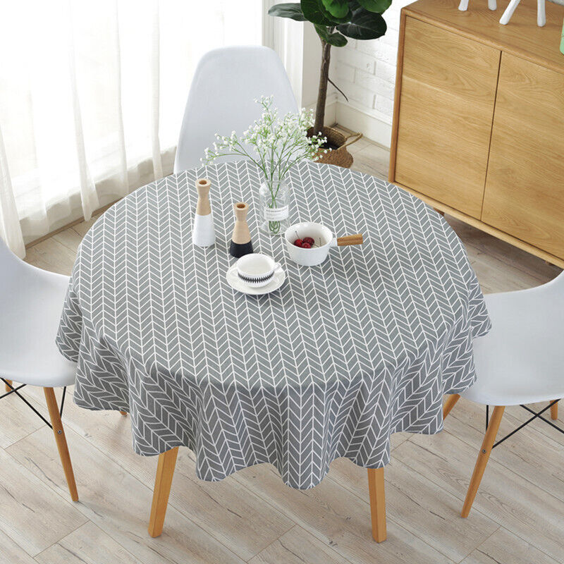 Waschbare Picknicktischdecke Aus Leinen, Verschiedene Größen, Rund, 120 Cm