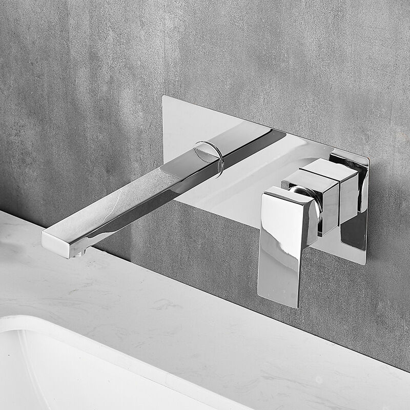 Unterputz-waschtischarmatur, Unterputz-waschtischarmatur Mit Breitem Auslauf, Unterputz-waschtischarmatur, Wand-badarmatur Aus Messing, Poliertes Chrom