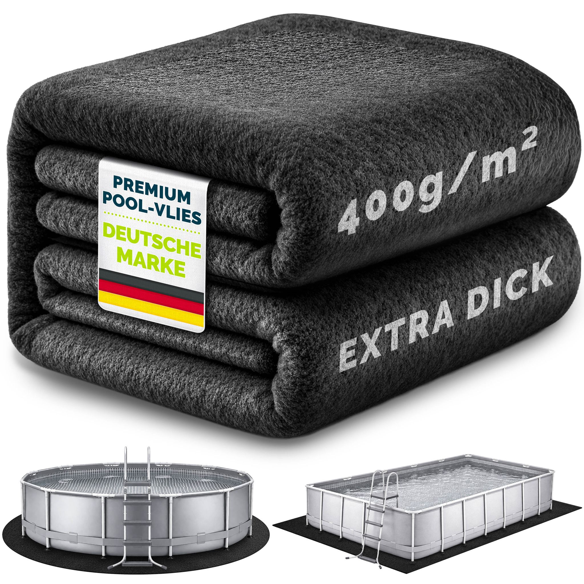 Tillvex® Pool Unterlage Vlies Schwarz Rund Ø 580 Cm