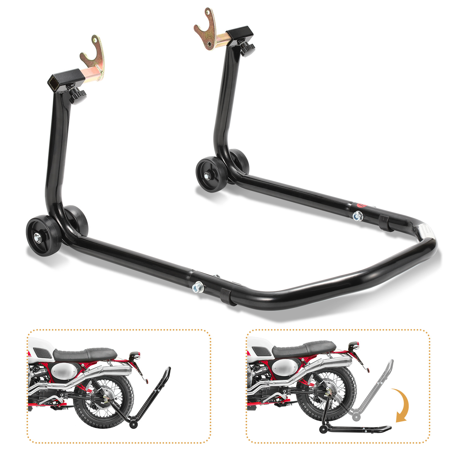 Tolletour Motorradständer U-form Für Hinterrad, Robuste Stahlkonstruktion, 30–40 Cm, Farbe Schwarz