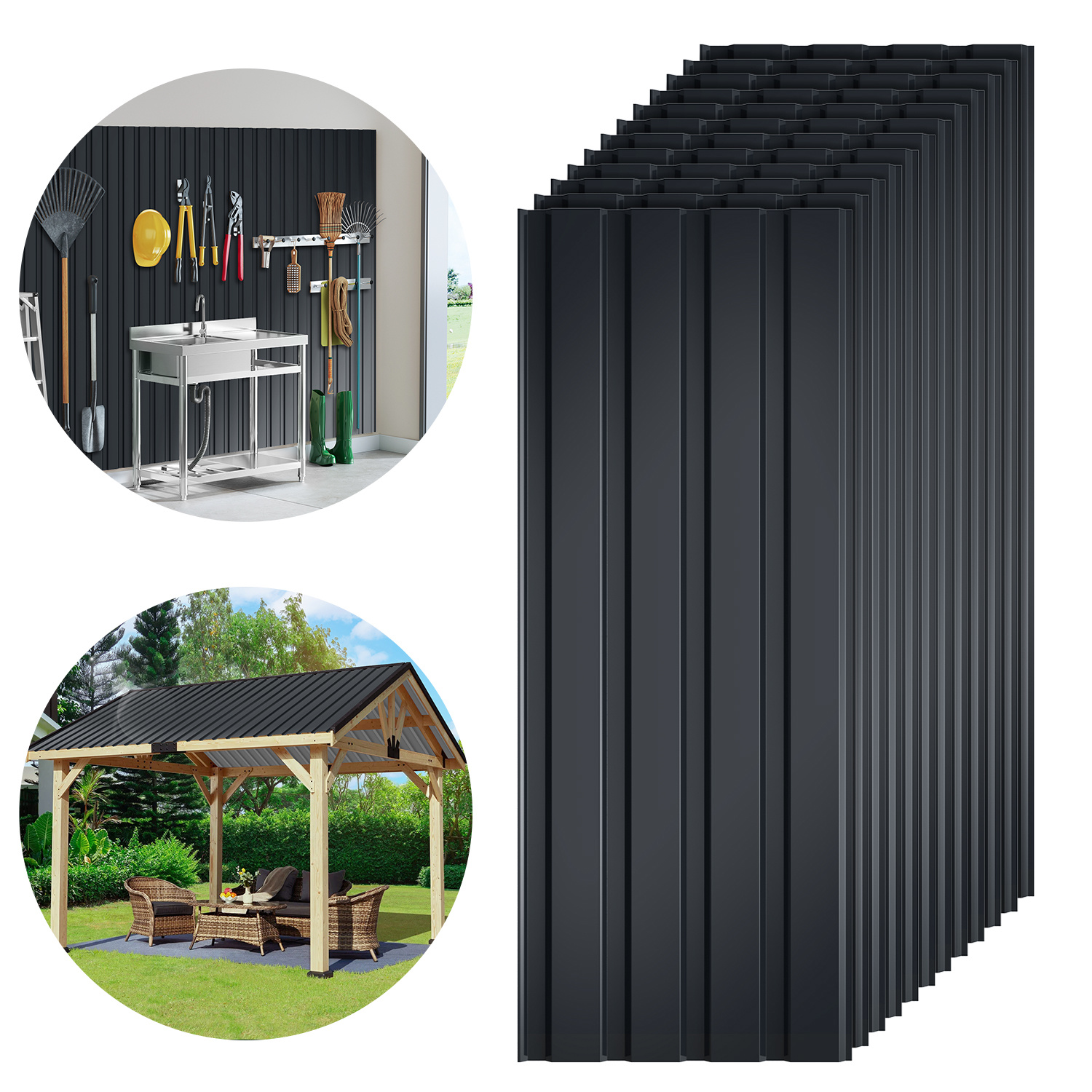 Tolletour 24x Wellblech Profilplatten 115 X 45 Cm, Bis 12 M², Anthrazit, Für Gartenhaus, Lager Und Geflügelstall