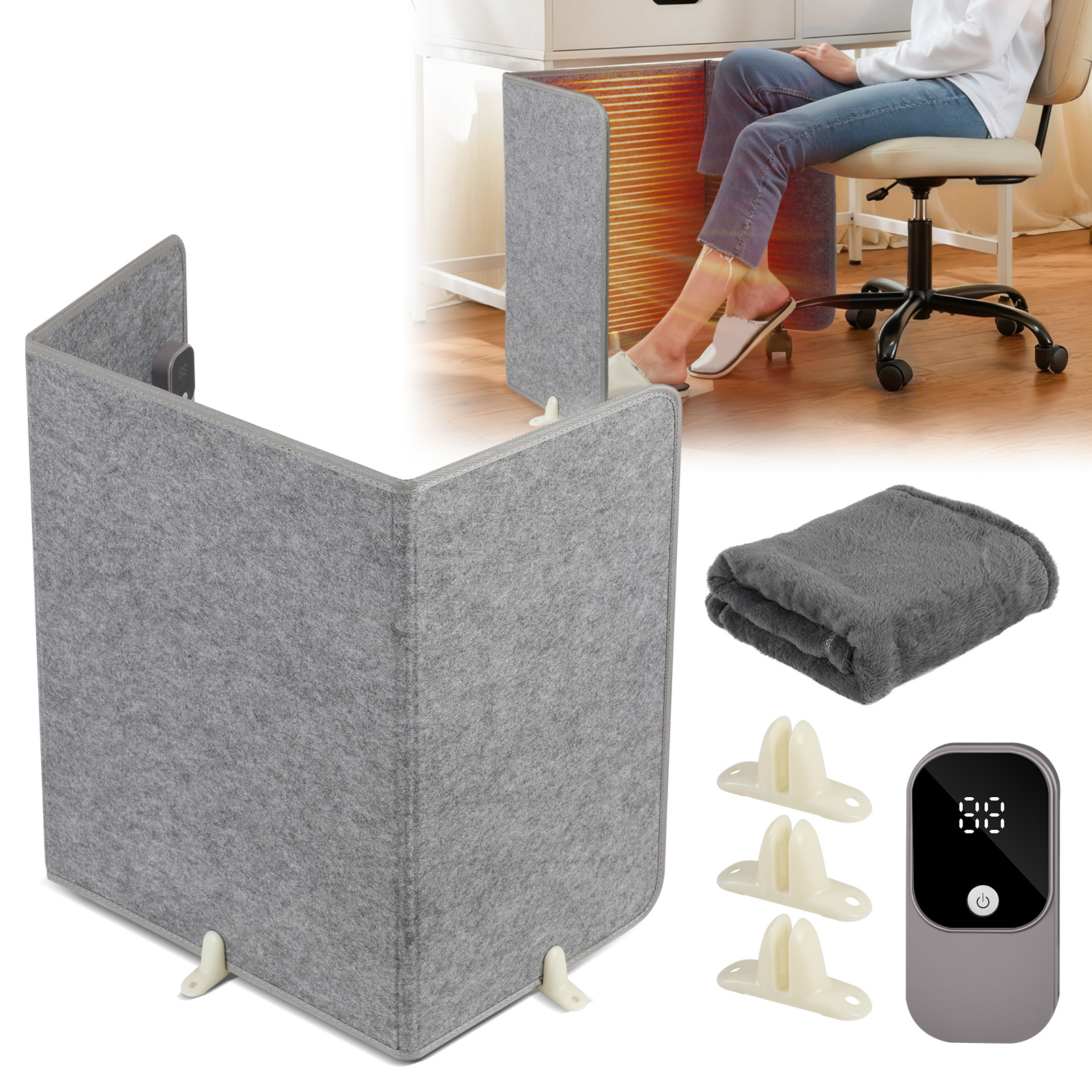 Tolletour Infrarot Panel 205w,faltbare Schreibtischheizung Mit 3 Heizstufen,timer,digitalanzeige Und Decke Für Büro Und Homeoffice