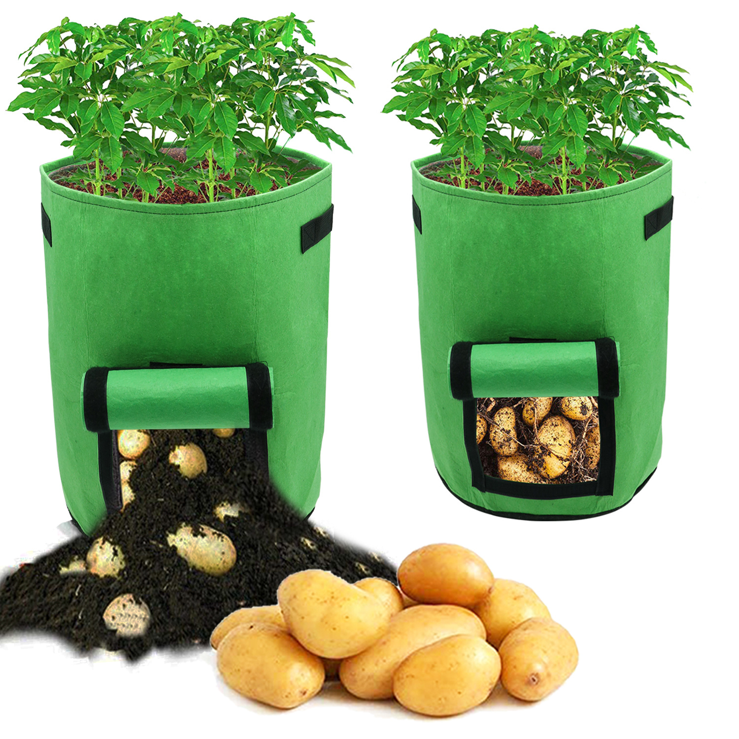 Tolletour 20er Set Pflanzsäcke 26,5 L Aus Vlies Mit Sichtfenster & Griffen, Kartoffel-pflanztaschen Für Gemüse, Balkon & Garten