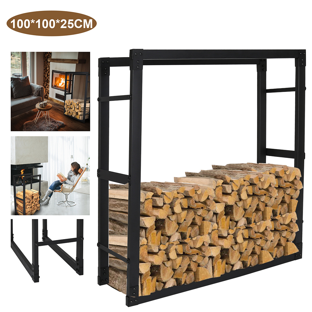 Tolletour Kaminholzregal Brennholzständer 10010025cm Wetterfestem Metall Brennholz Brennholzregal
