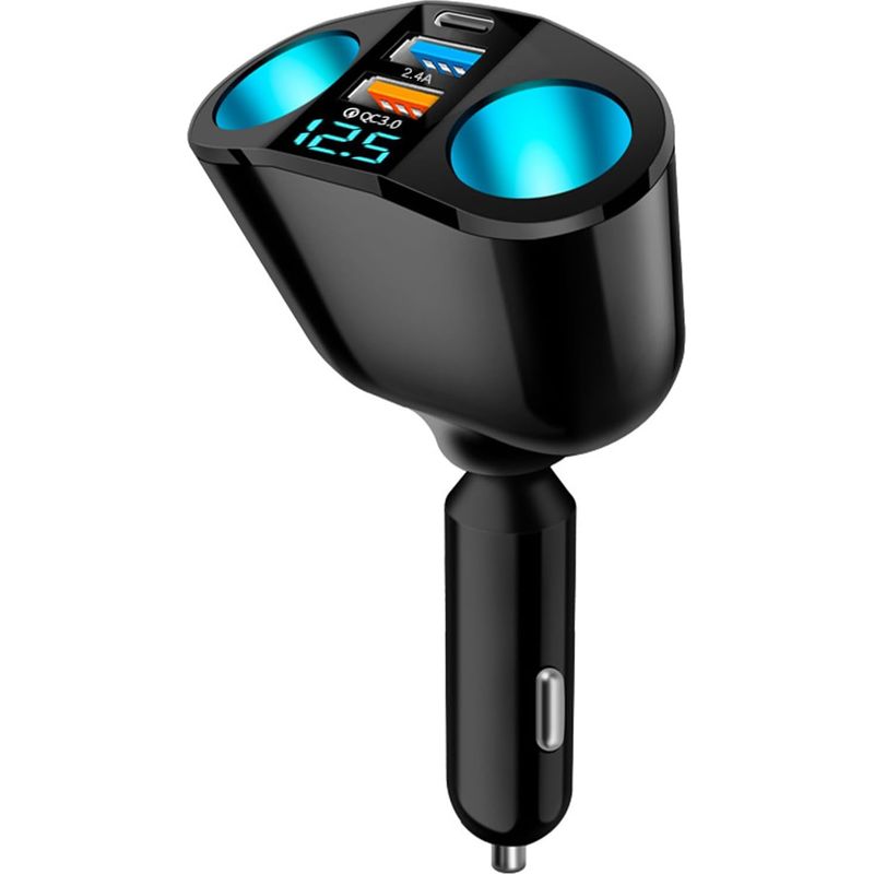 Doppelte 12-v-zigarettenanzünderbuchse. Doppelte 120-w-zigarettenanzünderbuchse. Qc3.0/pd/2,4-a-zigarettenanzünder-steckdosenleiste. Usb-kfz-ladegerät Mit Led-voltmeter, Schnellladefunktion Für Smartp