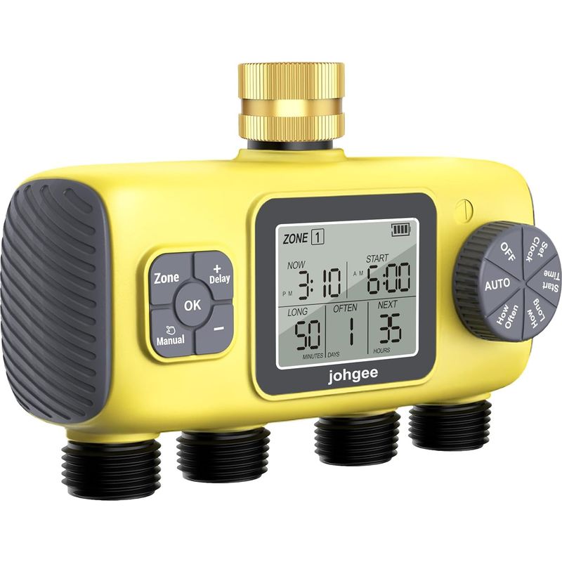 4-wege-bewässerungssteuerung Mit Messinganschluss. Automatische Bewässerungsuhr Mit Regensensor Und Manueller Bewässerungsfunktion. Für Gewächshaus, Rasen Und Garten.