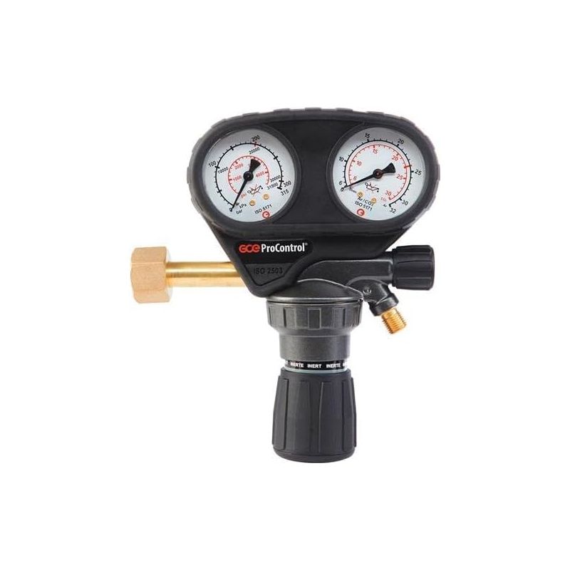 - Druckminderungsventil - Gasregler - Für Argon Und Co₂ - Durchflussmenge 0-30 L/min - Druck 200 Bar - Entspricht Iso 2503 - Geschütztes Manometer - Schwarz