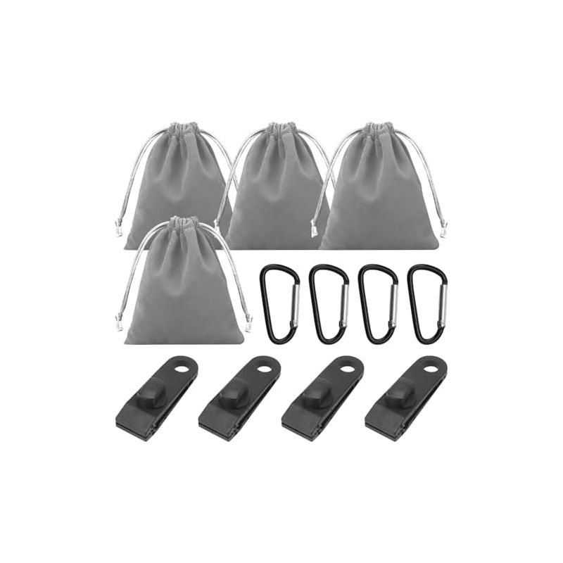 Set Aus 4 Tragbaren Gewichtssäcken Mit Karabinern Und Clips, Geeignet Zur Befestigung Von Pavillonbeinen, Zelten, Tischdecken, Terrassenüberdachungen Und Trampolinen.