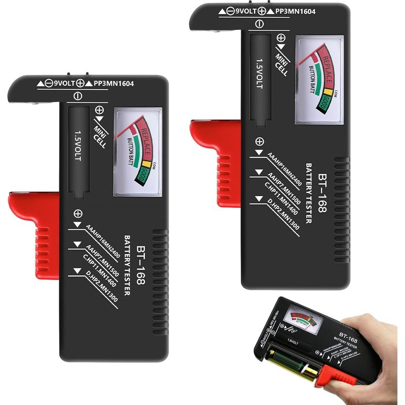 2-teiliger Batterietester – Elektrisches Zubehör – Ladezustandsprüfung Ohne Externe Stromversorgung – Für Spielzeug Und Fernbedienungen – Schwarz – 11,2 X 6,1 X 2,7 Cm