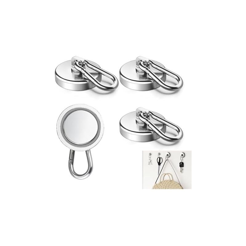 Extra Starker Magnetkarabiner. 4 Magnethaken. 360° Drehbare Magnethaken. Starker Haken. 25 Mm, 22 Kg Neodym-magnet. Für Die Küche.