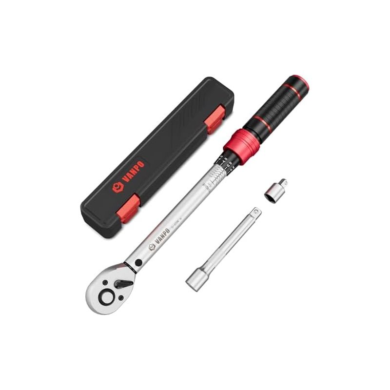 Drehmomentschlüssel 3/8" (5–60 Nm) Mit 3/8"-1/4"-adapter. 125-mm-verlängerung Für Fahrräder Und Motorräder. Zündkerzenschlüssel Für Kraftfahrzeuge – 3/8" (5–60 Nm, Silber).