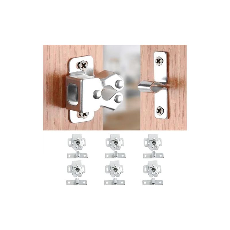 Doppelrollen-schrankriegel. 6 Stück Schranktürriegel. Schubladenverschlüsse. Möbel. Mit Schrauben, Silberfarben.