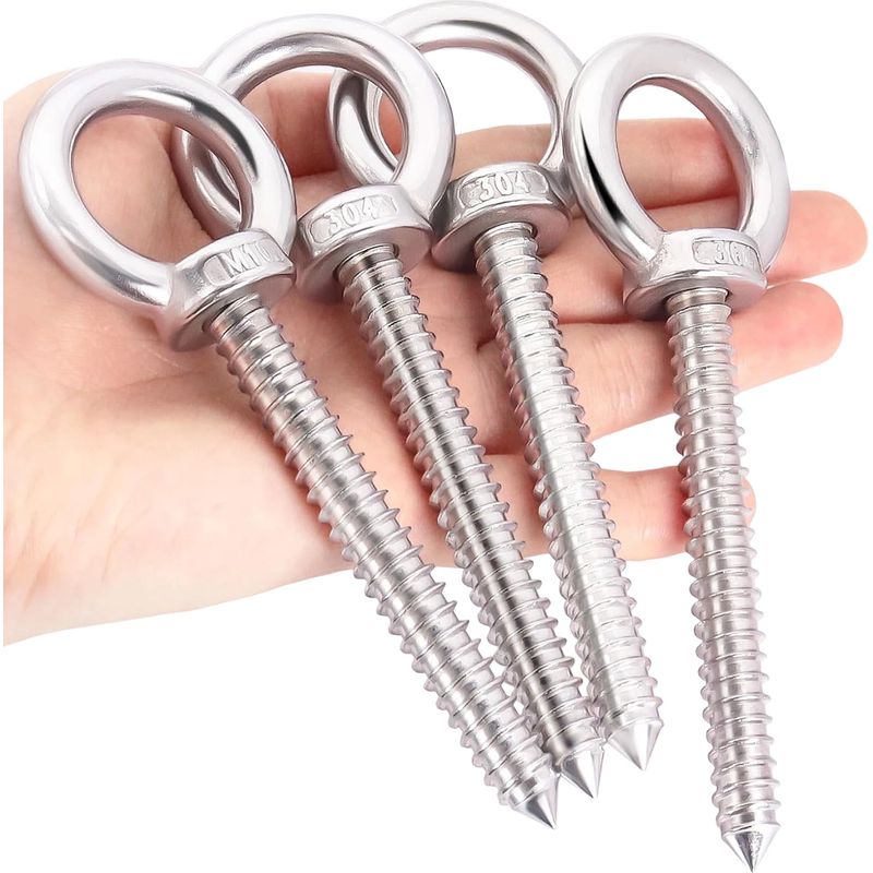 Stück Große Schrauben M10 X 80 Mm. Robuste Edelstahl-schraubösen. Silberner M10-hebering. Schrauböse Für Hängematten, Jalousien, Hängesessel Und Schaukelstühle.