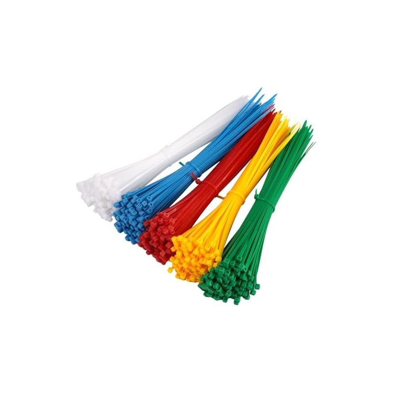 500 Wiederverwendbare Kabelbinder Aus Kunststoff. 200 Mm X 3 Mm, Selbstsichernd, Farbig. Uv-beständige Nylon-kabelbinder Für Zuhause, Büro, Garten, Garage Und Werkstatt. 5 Farben.