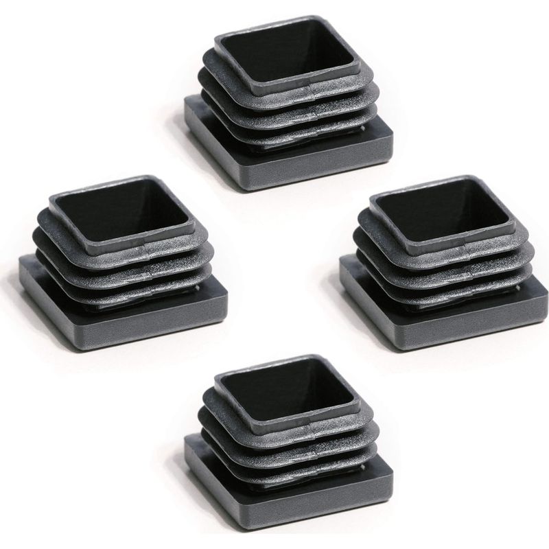 Set Mit 4 Geschlitzten Endkappen. 12 X 12 Mm. Polyethylen-kunststoff. Für Vierkantrohre Aus Stahl Und Aluminium. Für Möbel, Stühle Und Tische.