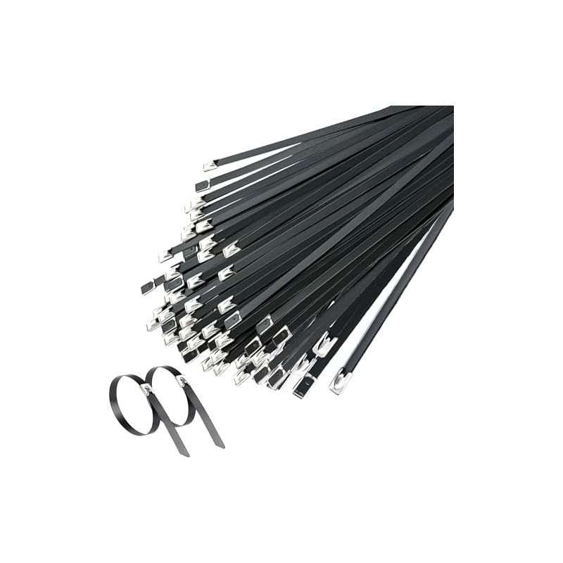 Schwarze Schlauchschelle (200 Mm). 50 Edelstahl-befestigungselemente. Hitzeschutzband Aus Edelstahl Für Auspuffanlagen. Wartungsteile Für Zäune Und Markisen (2004,6 Mm).