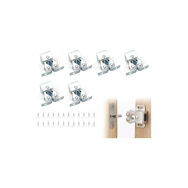 Set Mit 6 Türriegeln Mit Doppelrollenschrauben. Schrankriegel. Kleiderschrankriegel. Türbeschläge Und -riegel. Türschließer. Türen Für Wohnmöbel. Kleiderschrank (silber)