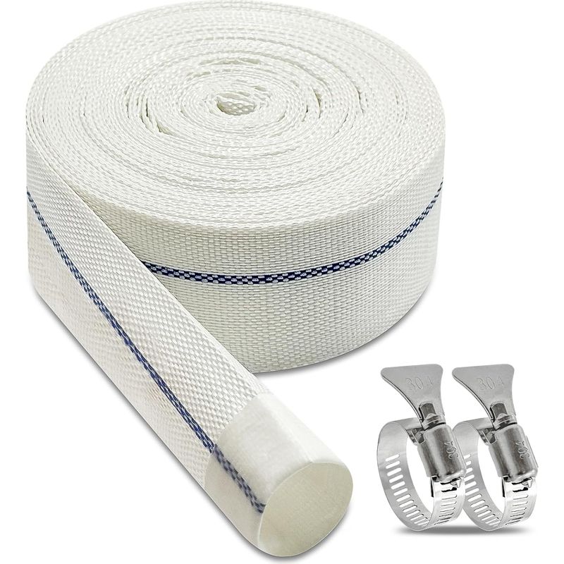 Flacher 1 1/4-zoll-ablaufschlauch. 10 M X 32 Mm Flacher Textil-ablaufschlauch. Mit Klemmen. Geeignet Für Tauchpumpen Und Teichpumpen.