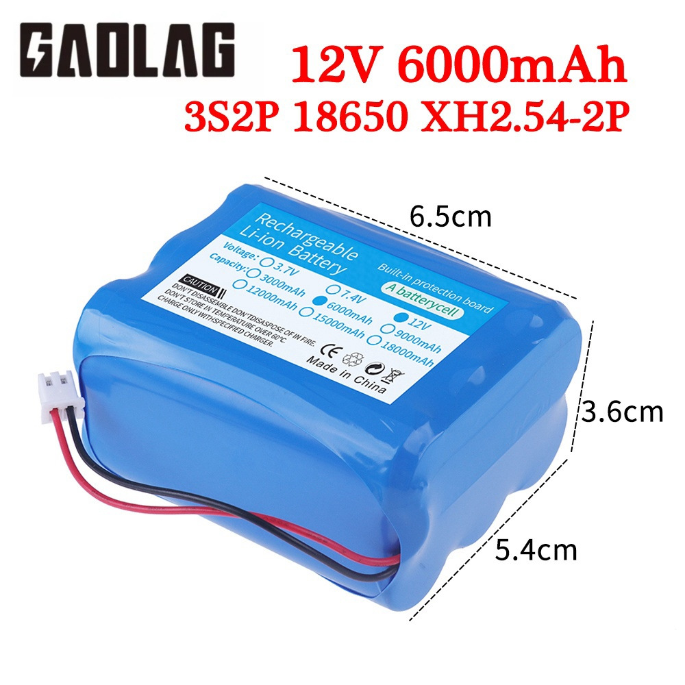 18650 Lithium-akku 3s2p 12v 6000mah Wiederaufladbarer Lithium-akkupack Mit Bms + Ladegerät