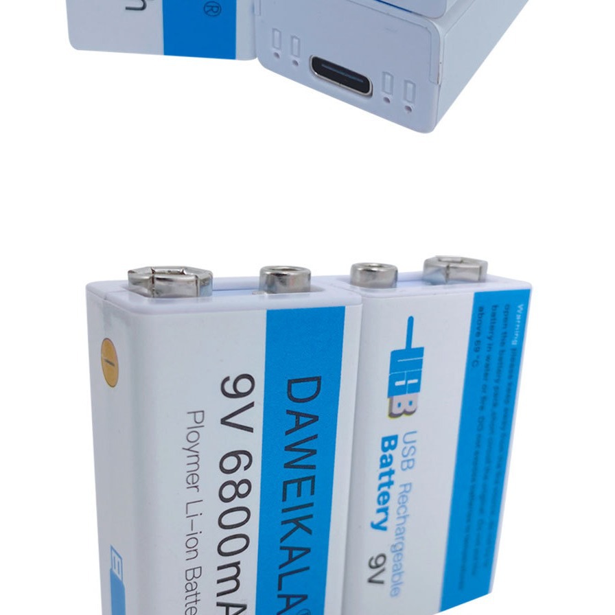 9v 6800mah Lithium-ionen-akku Mit Usb-anschluss, 9v-akku-mikrofon-spielzeug + Ladekabel