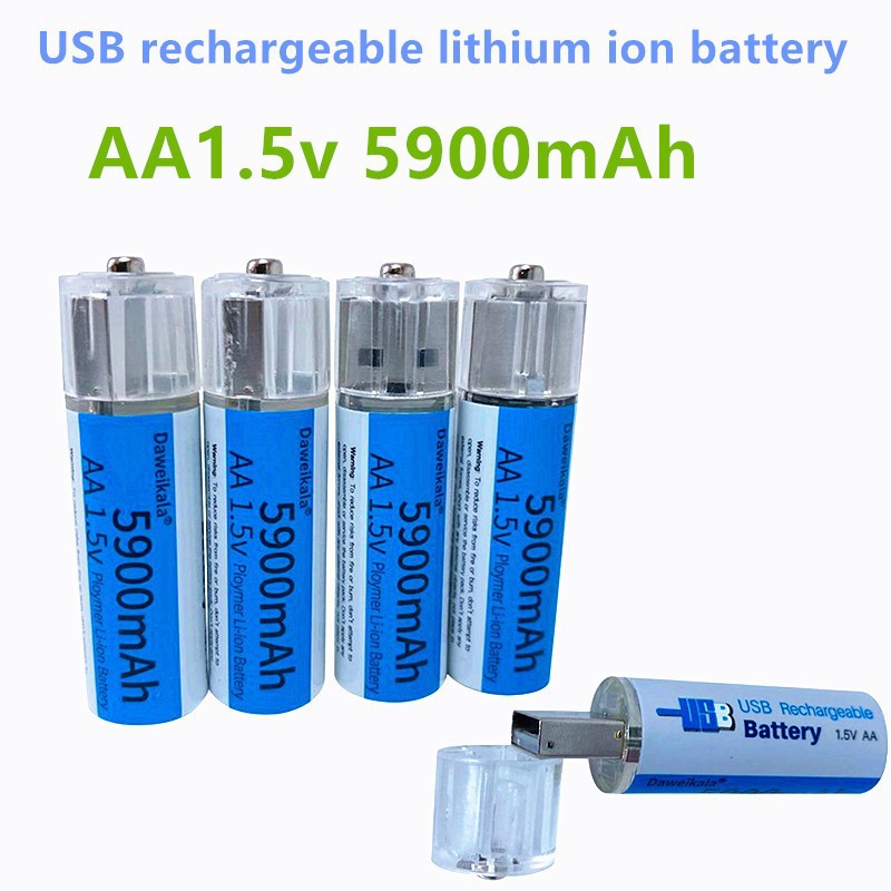 Wiederaufladbare Aa-batterie 1,5 V, Größe 5 (aa), 5900 Mah, Usb-schnittstelle.