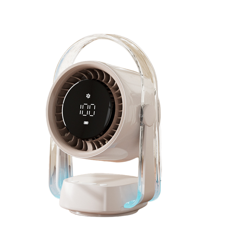 Tischventilator, Schlafzimmerventilator, Starker Luftstrom, 100 Geschwindigkeitsstufen, Leiser Betrieb, Beige.