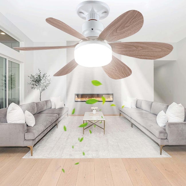 Deckenventilator Mit Fernbedienung, Leiser Betrieb, Schraubsockel, E27-fassung, Variable Geschwindigkeit, Braun, 52 Cm