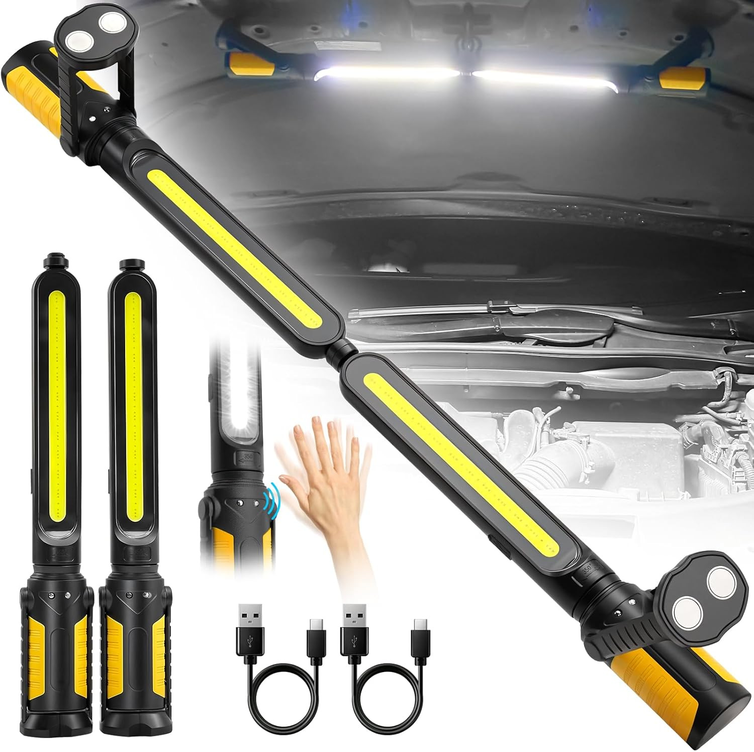 Eine Wiederaufladbare Magnetische Arbeitsleuchte Mit Sensorsteuerung, Geeignet Für Den Einsatz Bei Autoreparaturen, In Werkstätten, In Notfallsituationen Und Anderen Ähnlichen Anwendungen.