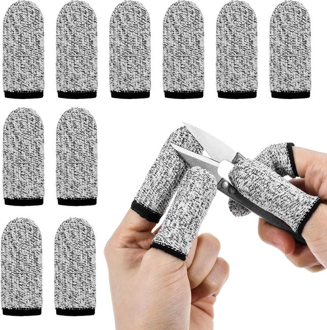 (grau) 10er-packung, Schnittfeste, Atmungsaktive, Rutschfeste, Wiederverwendbare Fingerlinge.