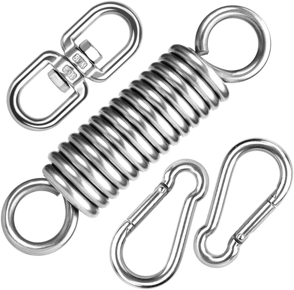Dieser Hängesessel Verfügt Über Eine Schwingfeder Aus Edelstahl 304, Einen Um 360° Drehbaren Haken Und Zwei Karabiner.