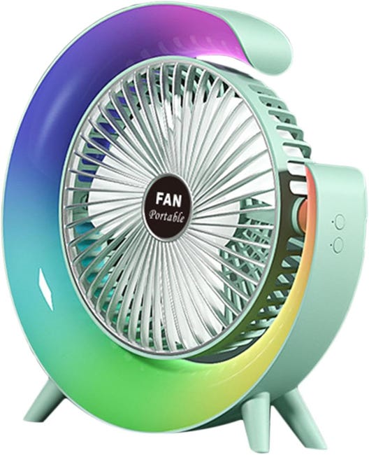 Dieser Grüne Usb-tischventilator Ist Klein, Wiederaufladbar Und Verfügt Über Einen Um 180 Grad Verstellbaren Neigungswinkel. Er Ist Kompakt, Tragbar Und Ideal Für Den Heimgebrauch.