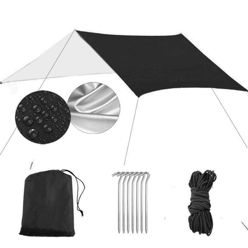 3x3 Meter Plane - Wasserdichtes Gewebe, Geeignet Für Camping, Wandern, Outdoor-unterkunft (schwarz)