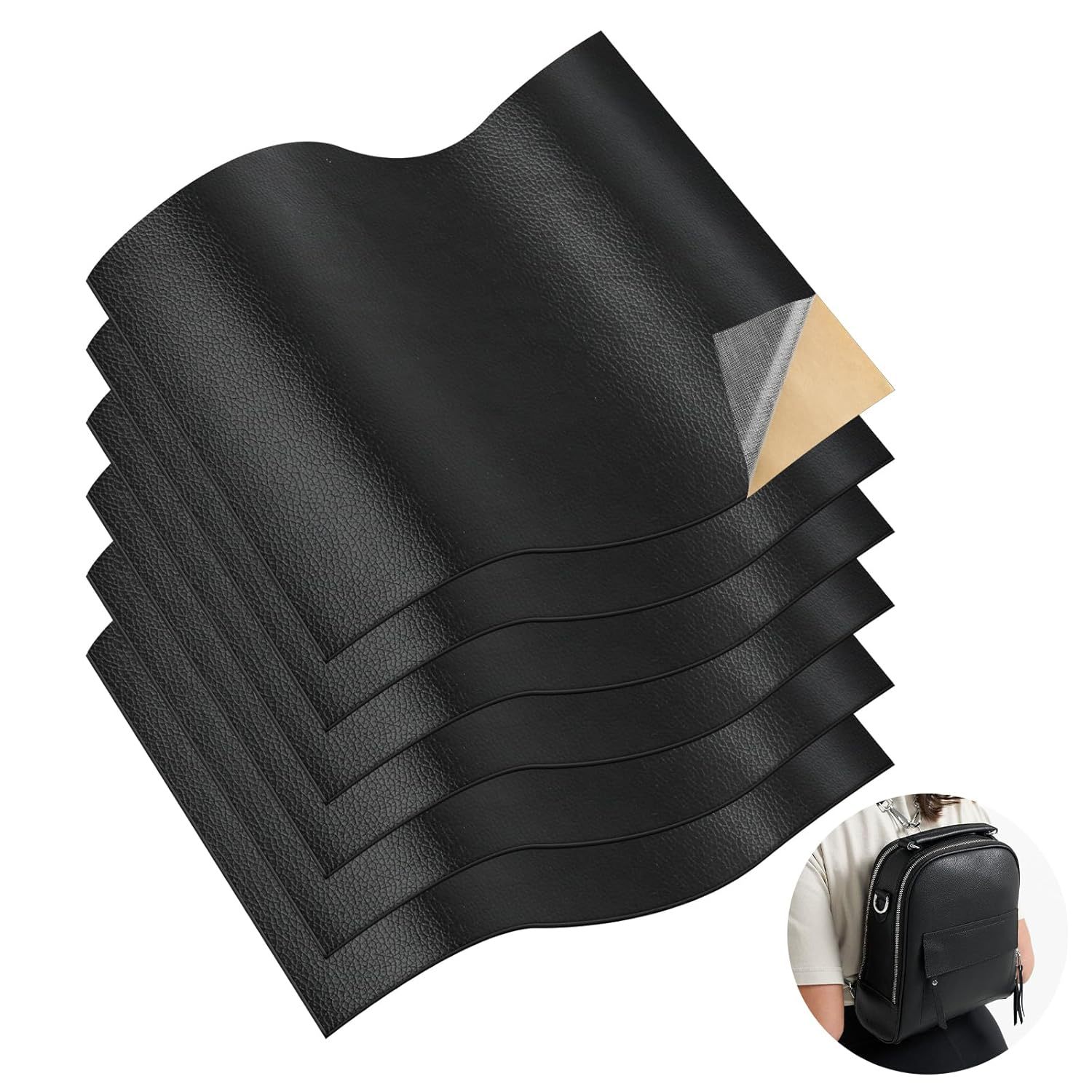 Selbstklebendes Reparaturset Für Kunstleder, 20 X 30 Cm, 6 Stück - Schwarze, Wasserdichte Flicken, Geeignet Für Sofas, Autositze, Taschen Usw.