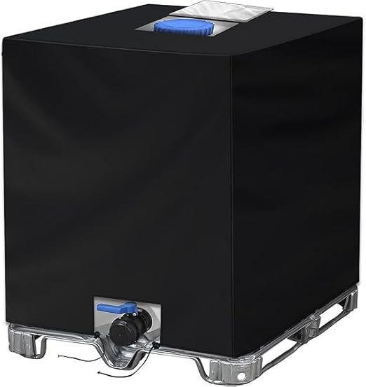Plane Geeignet Für 1000l Ibc-container, Uv-beständig, Wetterfest, Winddichtes 210d-gewebe, Abmessungen: 120 X 100 X 116 Cm, Schwarz.
