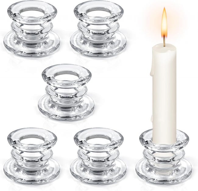 6-teiliges Kerzenständer-set Aus Klarglas, Geeignet Für Tischdekorationen, Hochzeiten, Weihnachten Und Partys.