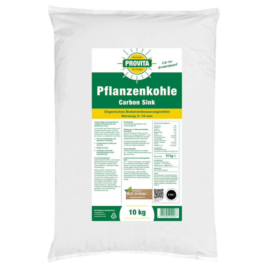 Provita® Pflanzenkohle Carbon Sink 10 Kg Bodenverbesserung Organisch