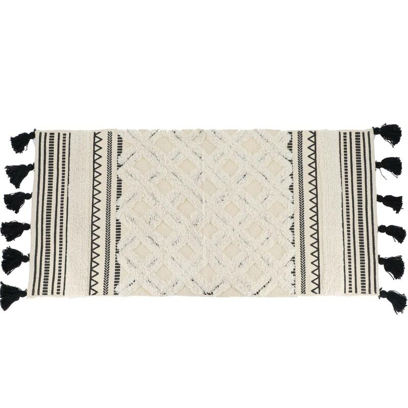 Agadir Baumwoll-/faserteppich 45x90 Cm - Schwarz/weiß - Trendy