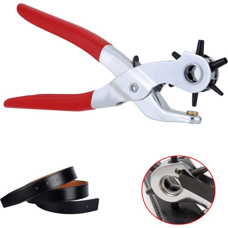 Lochzange Für Leder Mit 6 Größen – Hochfester, Beschichteter Stahl – Ergonomische, Rutschfeste Griffe – Für Leder, Segeltuch Und Kunststoff