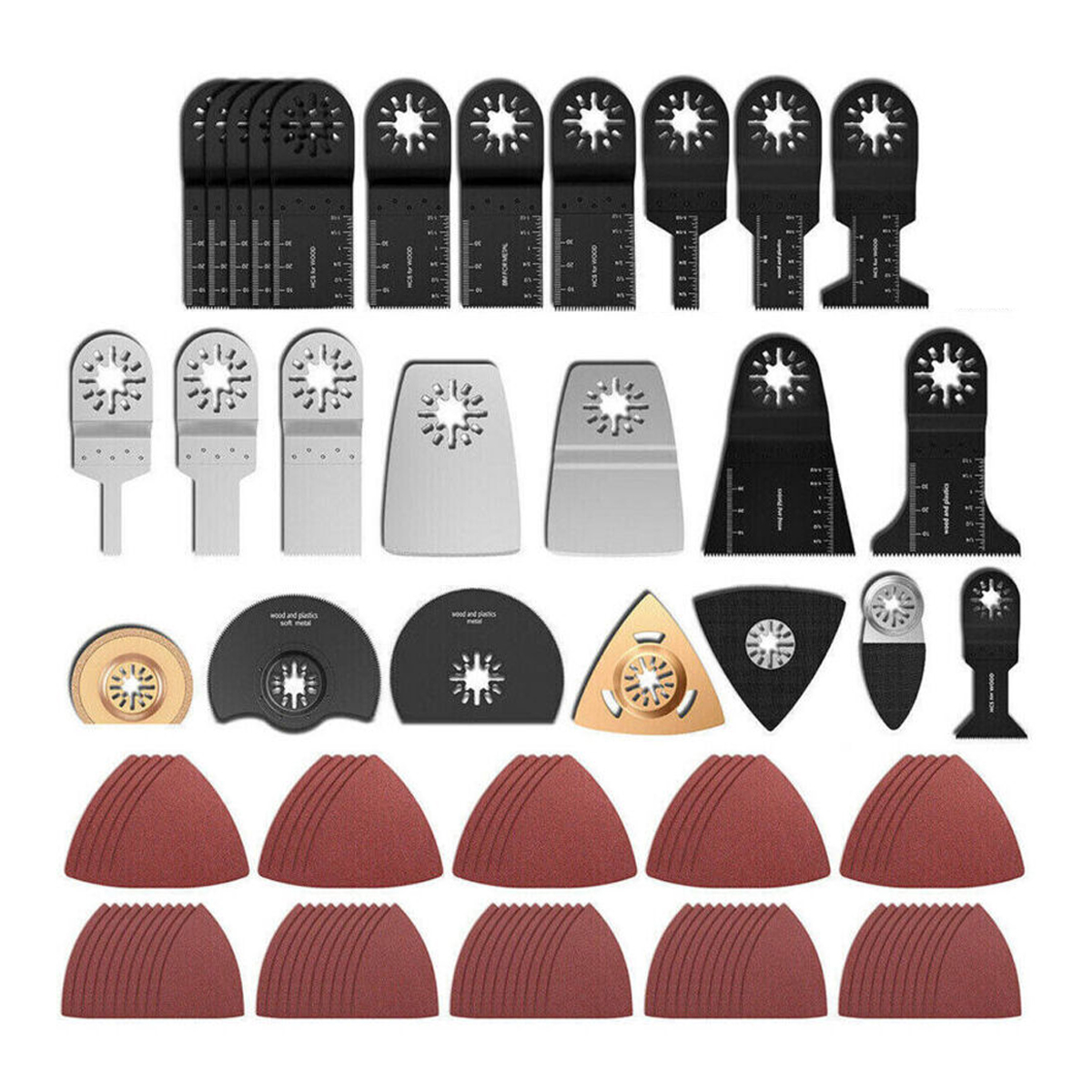 Packung Mit 100 Oszillierenden Sägeblättern. Zubehörset Für Fein Multimaster, Dremel, Makita Und Einhell Multifunktionswerkzeuge. Bimetall.