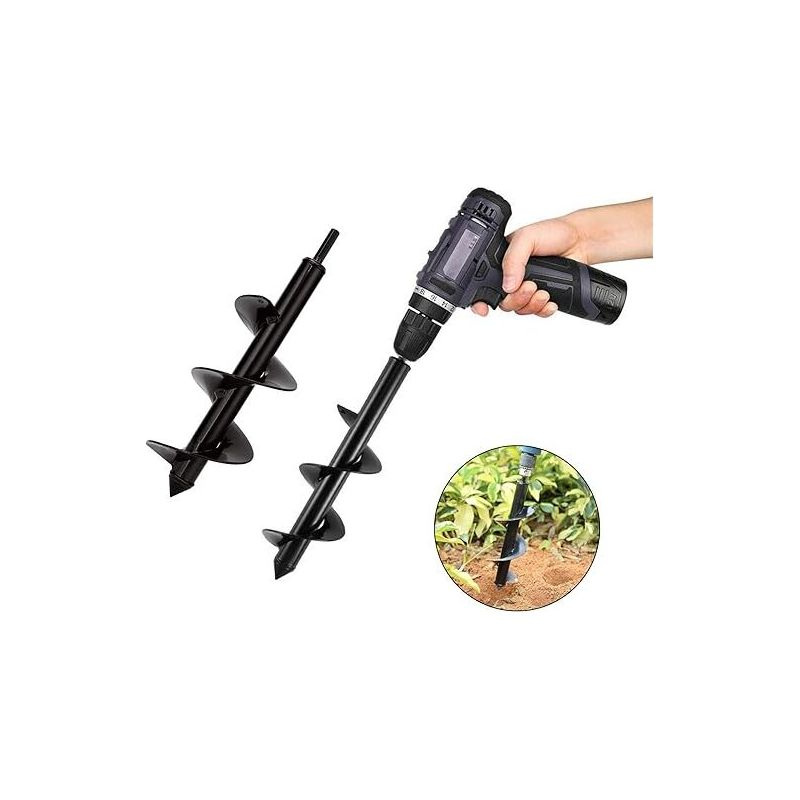 Erdbohrer, Erdbohrer Für Gartenbohrmaschine Ø 100 Mm X 300 Mm + Handschuhe, Gartenbohrer Zum Schnellen Bohren Von Löchern Und Pflanzen Von Blumen, Bäumen Und Sträuchern