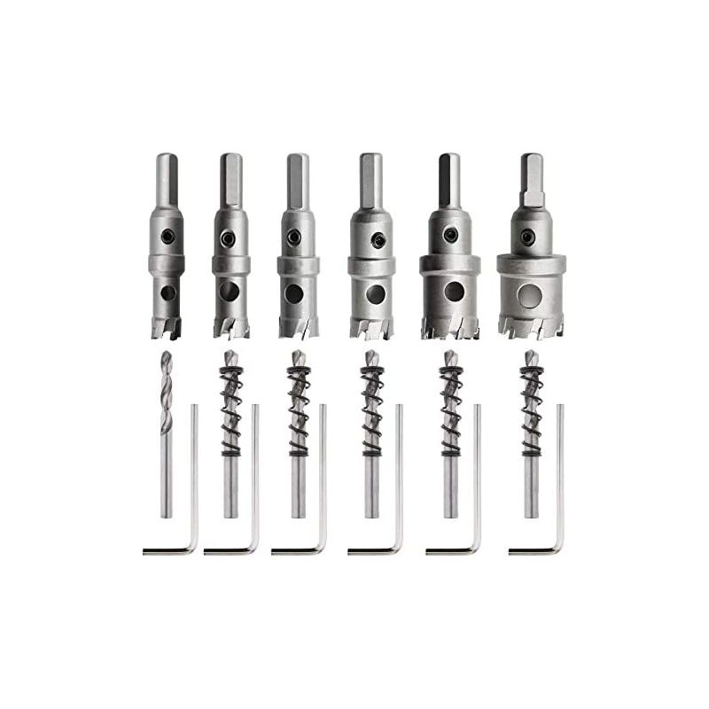 Hochleistungs-lochsägen Aus Wolframkarbid: Für Präzises Bohren Von Edelstahl, Eisen Und Anderen Materialien - Set Mit 6 Stück In Verschiedenen Größen (14 Mm/16 Mm/18,5 Mm/20 Mm)