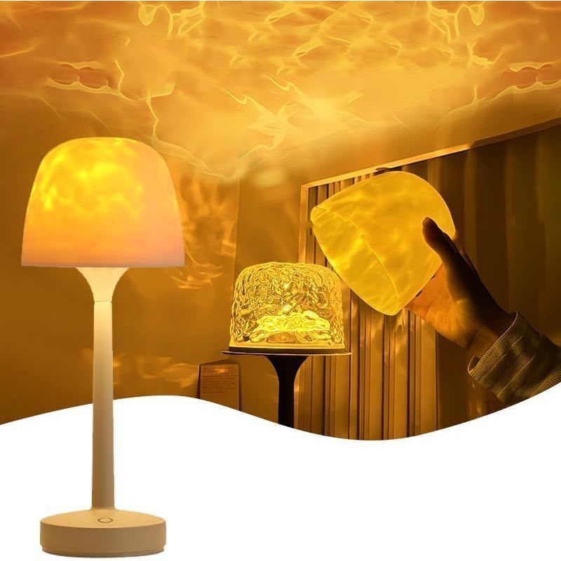 Ozeanwellen-lampe, 16 Farben, Rotierender Sternenhimmelprojektor, Dimmbarer Lampenschirm, Fernbedienung, Dekorative Leselampe, Wiederaufladbar