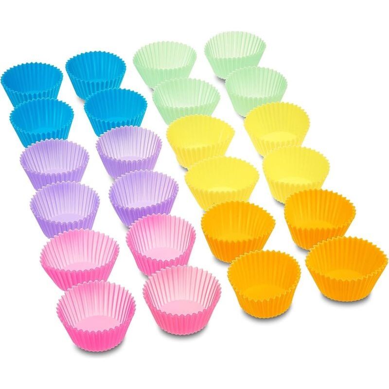 Set Mit 24 Wiederverwendbaren Silikon-muffinformen – Mehrfarbig – Perfekt Für Leckere Muffins – Bpa-frei Und Hitzebeständig