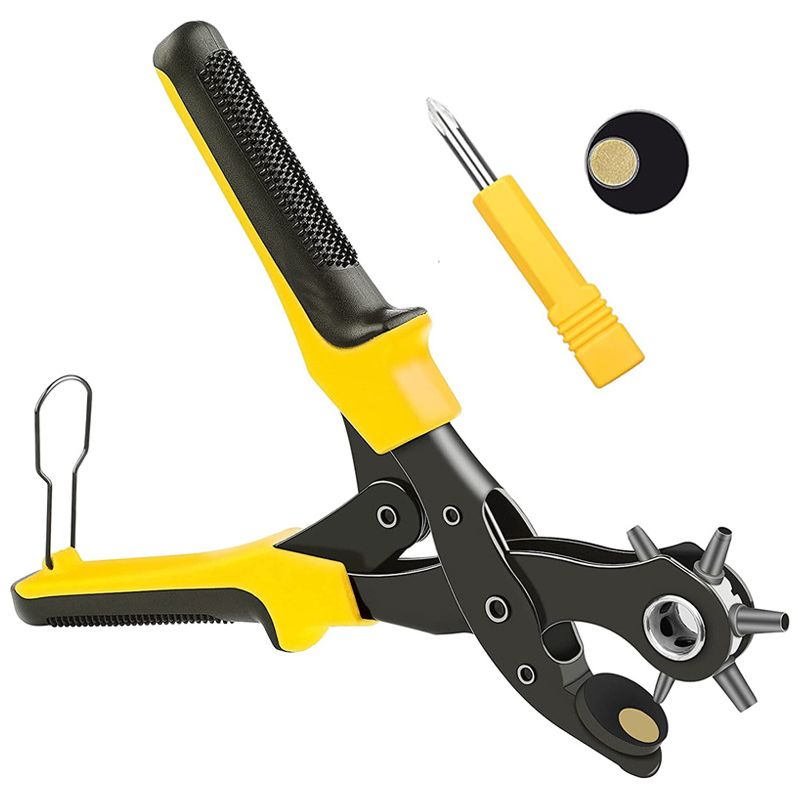 Lochzange Für Leder Und Gürtel, 2 Mm – 4,5 Mm. Für Schuhe, Karten, Bastelarbeiten, Segeltuch, Taschen – Ahle Mit Gelbem Griff