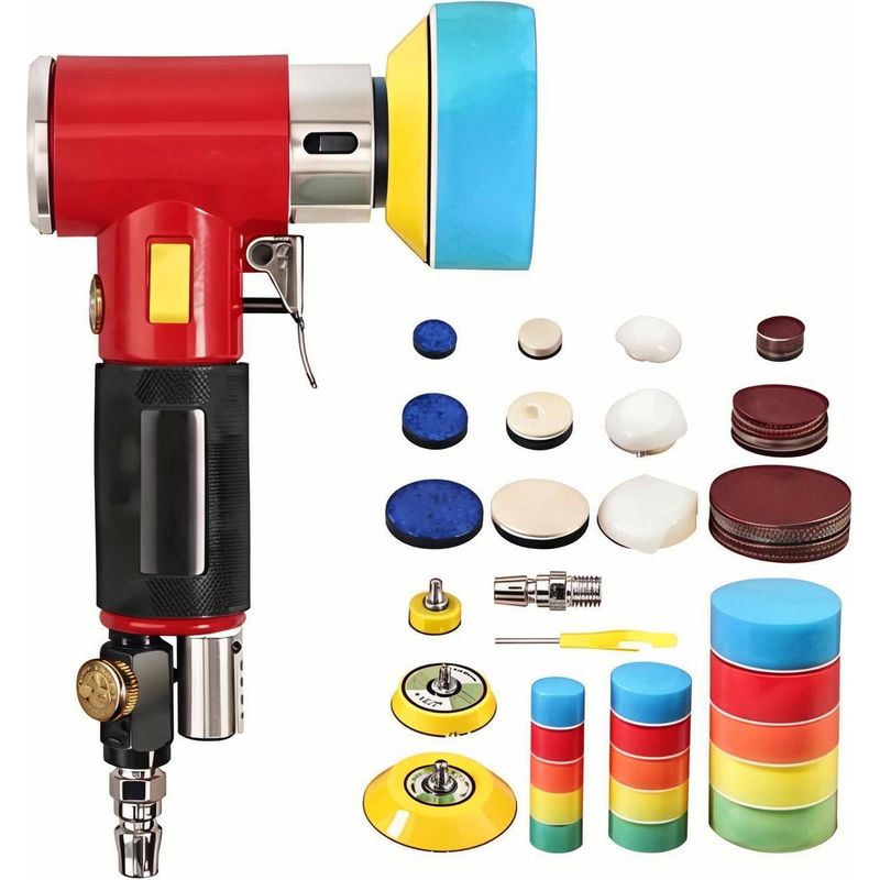 – Mini-druckluft-exzenterschleifer – 25/50/80 Mm Exzenterschleifer – 33 Polierpads – 16000 U/min Druckluftmotor