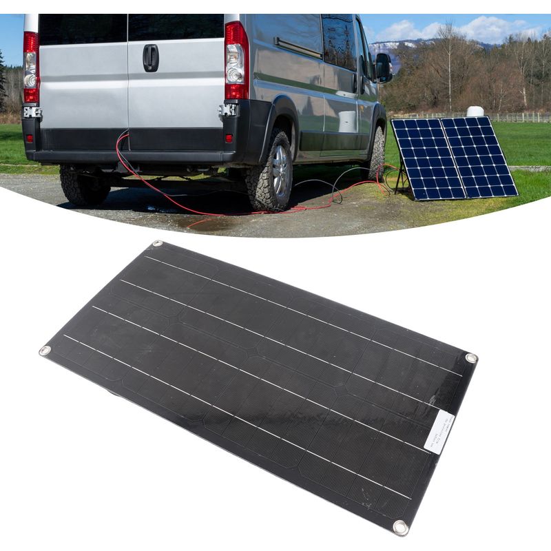 100-w-monokristallines Solarmodul, Schwarz, Mit Mc4-kabelset Für Wohnwagen, Camping Und Outdoor-aktivitäten