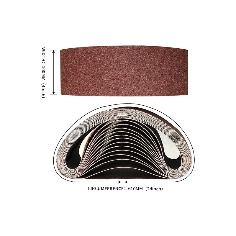 Schleifband 100 X 610 Mm (12 Stück), Gemischte Schleifbänder (3 Körnungen 60/80/120) Für Bandschleifer, Schleifband