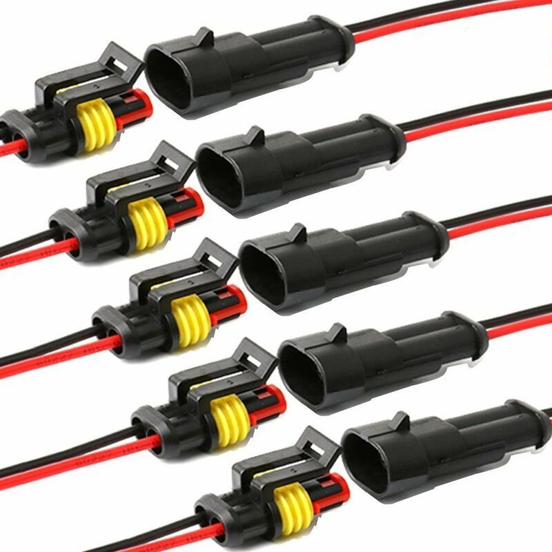 Wasserdichter, Selbstverriegelnder 2-poliger Steckverbinder Mit 16 Awg-marinekabel Für Auto-, Lkw- Und Bootsverkabelung. (5er-pack) (2-poliger Steckverbinder)