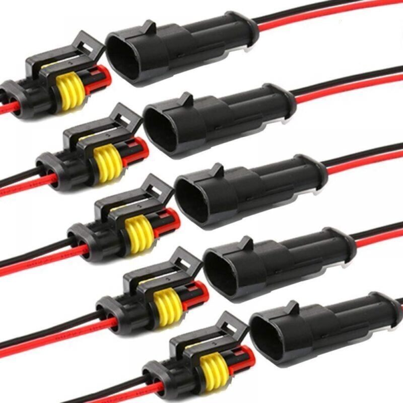 Wasserdichter, Zweipoliger Selbstverriegelnder Drahtverbinder Mit 16 Awg Marine-draht Für Autos, Lkw, Boote Und Elektrische Verkabelungen. (5er-packung)